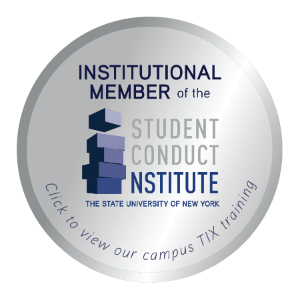 Badge graphic indicating that ϲ is ϲ is a member of the State University of New York-Student Conduct Institute (SUNY-SCI).