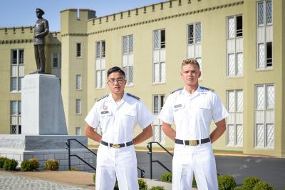 Cadets Michael Hoffmann ’22 and Christopher Soo ’22—ϲ Photo by Eric Moore