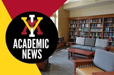 ϲ logo with text 'Academic News' over photo of library